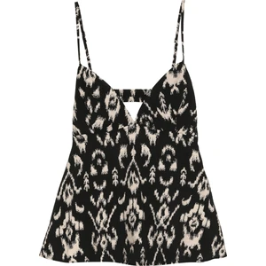 Etnik Desenli Askılı Bluz Siyah