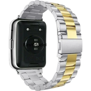 Huawei Watch Fit 2 Uyumlu Paslanmaz Çelik Kordon Pim Çevirici Aparatı ile Akılı Pimli Gümüş Altın