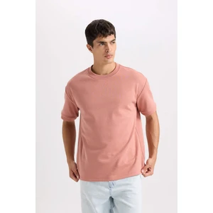 Oversize Geniş Kalıp Bisiklet Yaka Basic Düz Kısa Kollu Ağır Kumaş Tişört B6494AX25SP