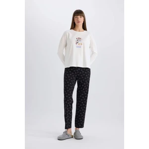 Disney Mickey Mouse &Friends Pijama Takımı Uzun Kollu Üst Esnek Belli Uzun Alt-Fall in Love D8464AX25SP