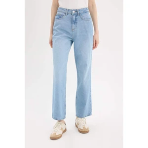 Straight Fit Yüksek Bel Bilek Boy Jean Yıkamalı Pantolon E3191AX25SP