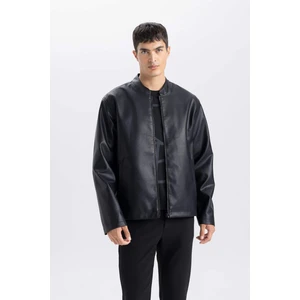 Su İtici Slim Fit Dar Kesim Dik Yaka Fermuarlı Suni Der Ceket Mont D8525AX25SP