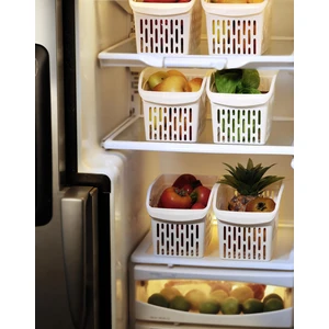 Buzdolabı Sepeti İstiflenebilir Kutu Dolap Içi Organizer 6 Adet Sepet  Beyaz 30x16x17 No:2
