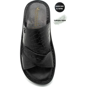 Erkek Terlik Hafif Terlik Deri 3D Siyah