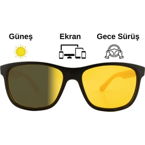 Focus On Antifar Fotokromik 3in1 Gözlük | Gece Sürüş | Ekran | Güneş | TS012