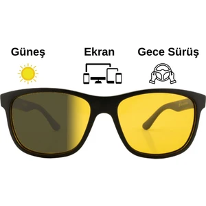 Focus On Antifar Fotokromik 3in1 Gözlük | Gece Sürüş | Ekran | Güneş | TS012