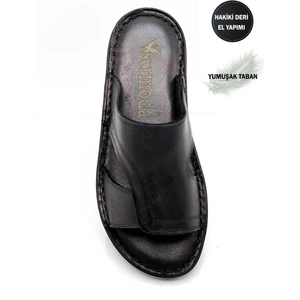 Gerçek Deri Erkek Terlik Hafif Terlik Deri A Siyah