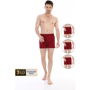 Erkek Penye Bordo Boxer 805 3'lü Ekonomik Paket