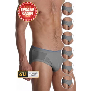 Çift Kaplan Erkek Elastanlı Gri Slip 887 6'lı Ekonomik Paket
