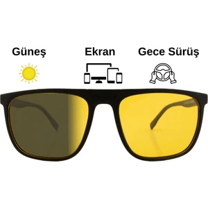 Focus On Antifar Fotokromik 3in1 Gözlük | Gece Sürüş | Ekran | Güneş | TS023