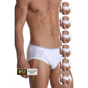 Çift Kaplan Erkek Elastanlı Beyaz Slip 887 6'lı Ekonomik Paket