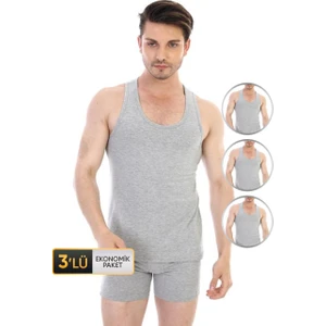 Erkek Elastanlı Gri Atlet 917 3'lü Ekonomik Paket