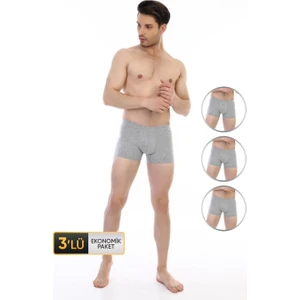 Erkek Elastanlı Gri Boxer 810 3'lü Ekonomik Paket
