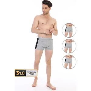 Erkek Elastanlı Biyeli Gri Boxer 850 3'lü Ekonomik Paket