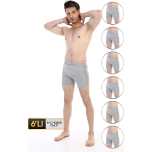 Erkek Elastanlı Biyeli Gri Melanj Boxer Şort 880 6'lı Ekonomik Paket