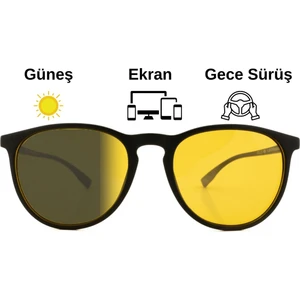 Focus On Antifar Fotokromik 3in1 Gözlük | Gece Sürüş | Ekran | Güneş | TS010