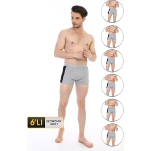 Erkek Elastanlı Biyeli Gri Boxer 850 6'lı Ekonomik Paket