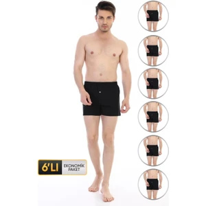 Erkek Penye Siyah Boxer 805 6'lı Ekonomik Paket