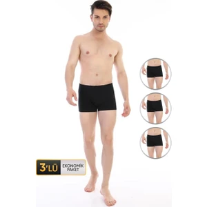Erkek Elastanlı Siyah Boxer 810 3'lü Ekonomik Paket