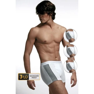 Erkek Elastanlı Biyeli Beyaz Boxer 850 3'lü Ekonomik Paket