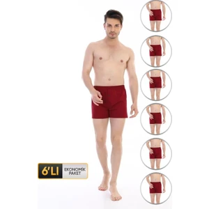 Erkek Penye Bordo Boxer 805 6'lı Ekonomik Paket