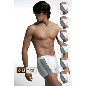 Erkek Elastanlı Biyeli Beyaz Boxer 850 6'lı Ekonomik Paket