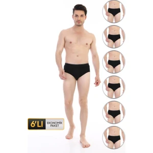 Erkek Elastanlı Siyah Slip 887 6'lı Ekonomik Paket