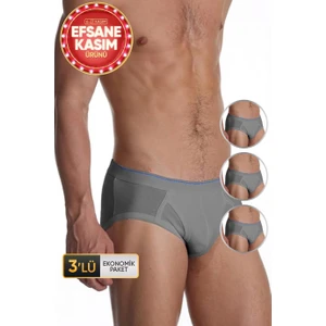 Çift Kaplan Erkek Elastanlı Gri Slip 887 3'lü Ekonomik Paket
