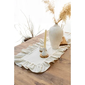 Rufle I Runner Naturel Fırfırlı Keten Vintage 40 x 110  cm