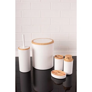 Bambu Desen Modern 5'li Banyo Seti Beyaz Çizgi Detaylı