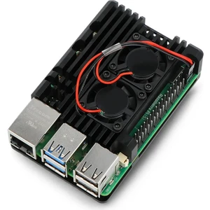 TLS Robotik Raspberry Pi 5 Çift Fanlı Iki Kablolu Alüminyum Kasa Soğutucu Muhafaza Kutusu