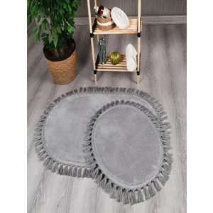My Evilla Modern Dekoratif Simirna Peluş Oval Ponpon Saçaklı Klozet Takımı 50X80_50X40
