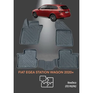 NewDeco Fiat Egea Cross Station Wagon 2020 ve Sonrası  Için 5,5d Carbon Style Havuzlu Paspas - Tpe Malzeme