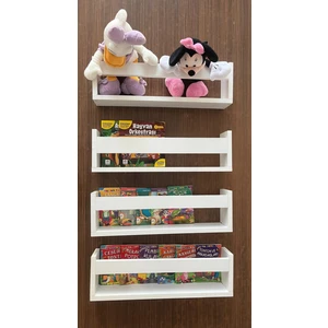 Çağla Design Beyaz MDF Montessori Kitaplık - Duvar Rafı 4 Lü