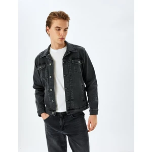 Kapaklı Cep Detaylı Düğmeli Pamuklu Klasik Jean Ceket