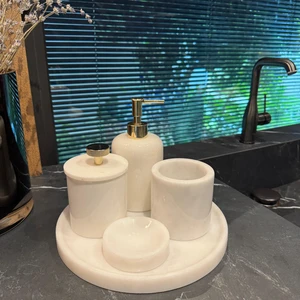 Beyaz Mermer Beşli Banyo Seti , Beyazmermerbanyo Seti