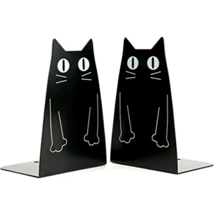 Mavi Trend Kedi Model Kitap Tutacağı Hediyelik Estetik ve Dekoratif Kitap Tutucu 2'li Set Siyah