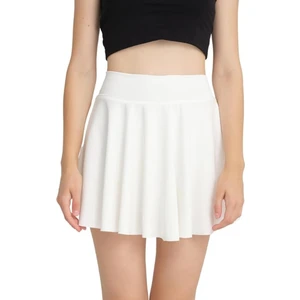 Lady Hazal Beyaz Yüksel Bel Etek Poliamid Kumaş Taytlı Deniz Eteği Çift Cepli Plaj Şort Etek
