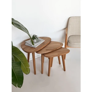 Fagus Wood doğal Masif Ahşap Damla 3'lü Zigon Seti