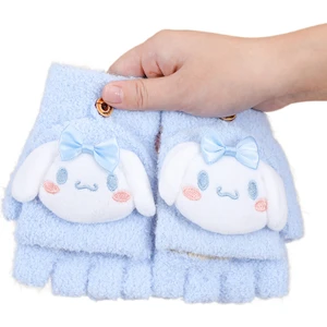 Crying Bag Çocuk Eldivenleri Kuromi Yarım Parmak Eldivenleri Artı Kadife Sıcak Eldivenler (Yurt Dışından)