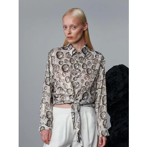 Önden Bağlama Detaylı Gömlek - Desenli