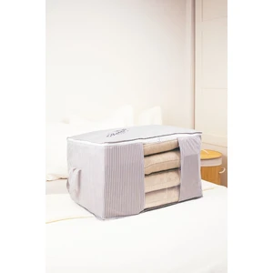Pencereli Gri Çizgili Yastık Hurcu - 70  x  70  x  40 cm Dayanıklı Saklama Çantası 10256