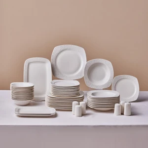 Square Bone Salen 57 Parça 12 Kişilik Yemek Takımı