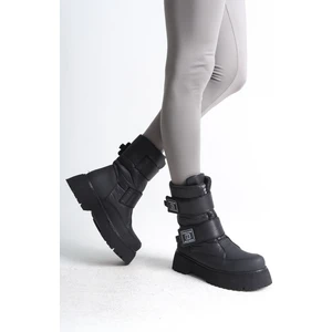 Su Geçirmez Kaymaz Taban Siyah Kadın Kar Botu