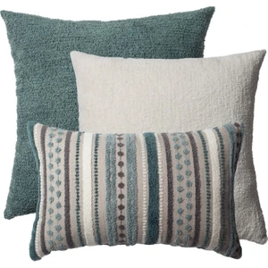 Fineroom Living Nomad & Cozy - Dekoratif Yastık- 3'lü Kombin Set - Mavi (Ic Yastık Dahil)