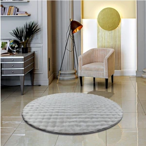 Rex Tavşanı Bubble Post Yuvarlak Halı Gri (80   x   80 Cm)