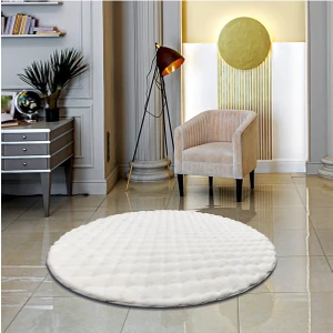 Rex Tavşanı Bubble Post Yuvarlak Halı Beyaz (100   x   100 Cm)