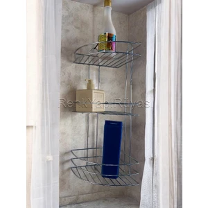 Renk Yapı Rüyası Ekonomik Köşe 3 Katlı Krom Banyo Duş Duşakabin Içi Rafı Şampuanlık Köşelik