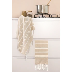 Miracolo Home Sultan Peşkir 2'li Set Beyaz Kurulama Bezi Çizgili