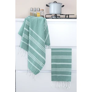 Miracolo Home Sultan Peşkir 2'li Set Beyaz Kurulama Bezi Çizgili